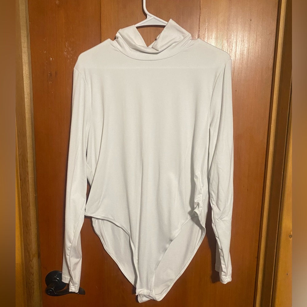 White turtleneck bodysuit